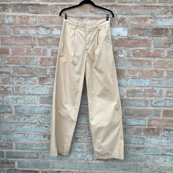 Levi’s High Loose Pants Pleated Khaki Chino Beige Tan Canvas Trousers Wide Leg - Picture 6 of 16